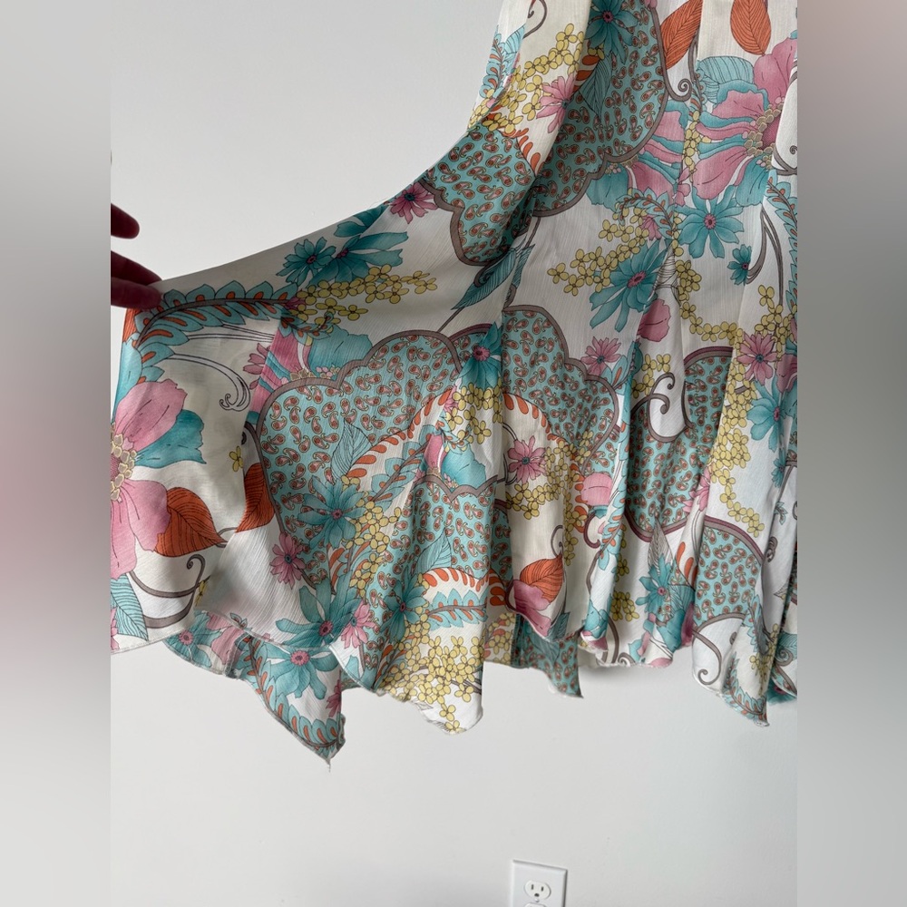 Vintage Y2K Fairycore Floral Paisley Asymmetrical Hem Midi Girlhood Core Dress - Picture 10 of 13